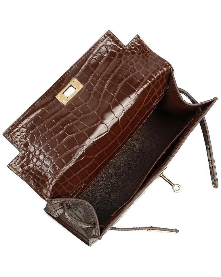Tiffany & Fred Paris Alligator-Embossed Leather Crossbody Women's Brown - Image 3 of 3