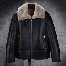 Giacca Bomber da Volo B3 Aviator Shearling Nero Pelle di Mucca