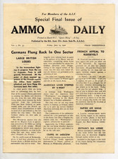 WW2 AMMO DAILY NEWS SHEET 6th AUST DIV AMM SUB-PK PRINTED QUEEN MARY AT SEA N974