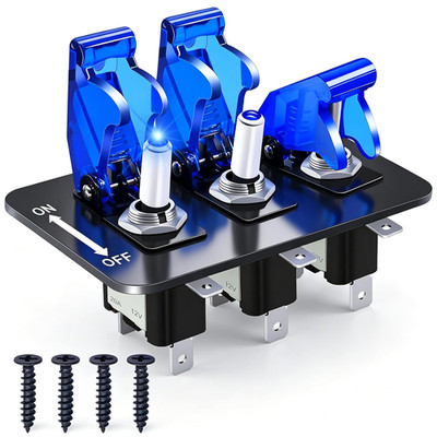 /3 Gang Rocker Toggle Switch Panel with 12V LED Light Toggle Switch 20A Heavy Du