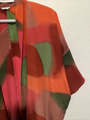 Maggie Lancaster Fiber arts Silk Kimono Hand Dyed Colorful Duster Sz Large - Picture 7 of 9