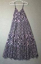 Universal Thread Gray Pink Floral Tiered Maxi Dress Women's Plus XXL Pockets 