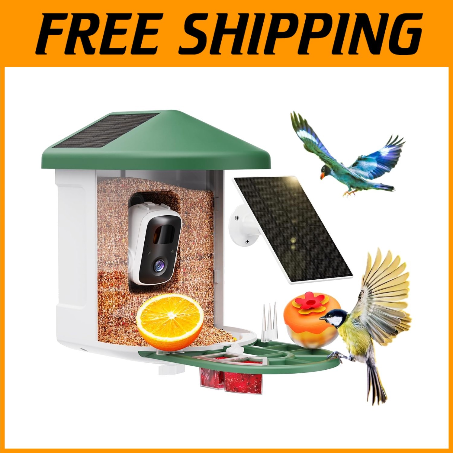 Smart Bird Feeder with AI Identify Birds - Green