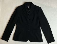 Jones New York Collection Blazer Womens 6 Black 3 Button Lined Career Jacket