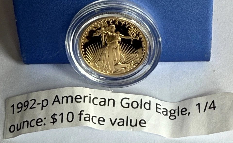 American Gold Eagle 1992-P $10 oro 1/4 OZ Foto 2 de 4