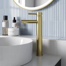 Bathroom Taps Brushed Brass Bath Filler Shower Basin Mixer Pillar Tap Set
