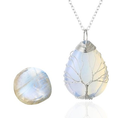 Moonstone Necklace - LUNARLOVE - Handmade Platinum Plated Winding Tree of L - 02