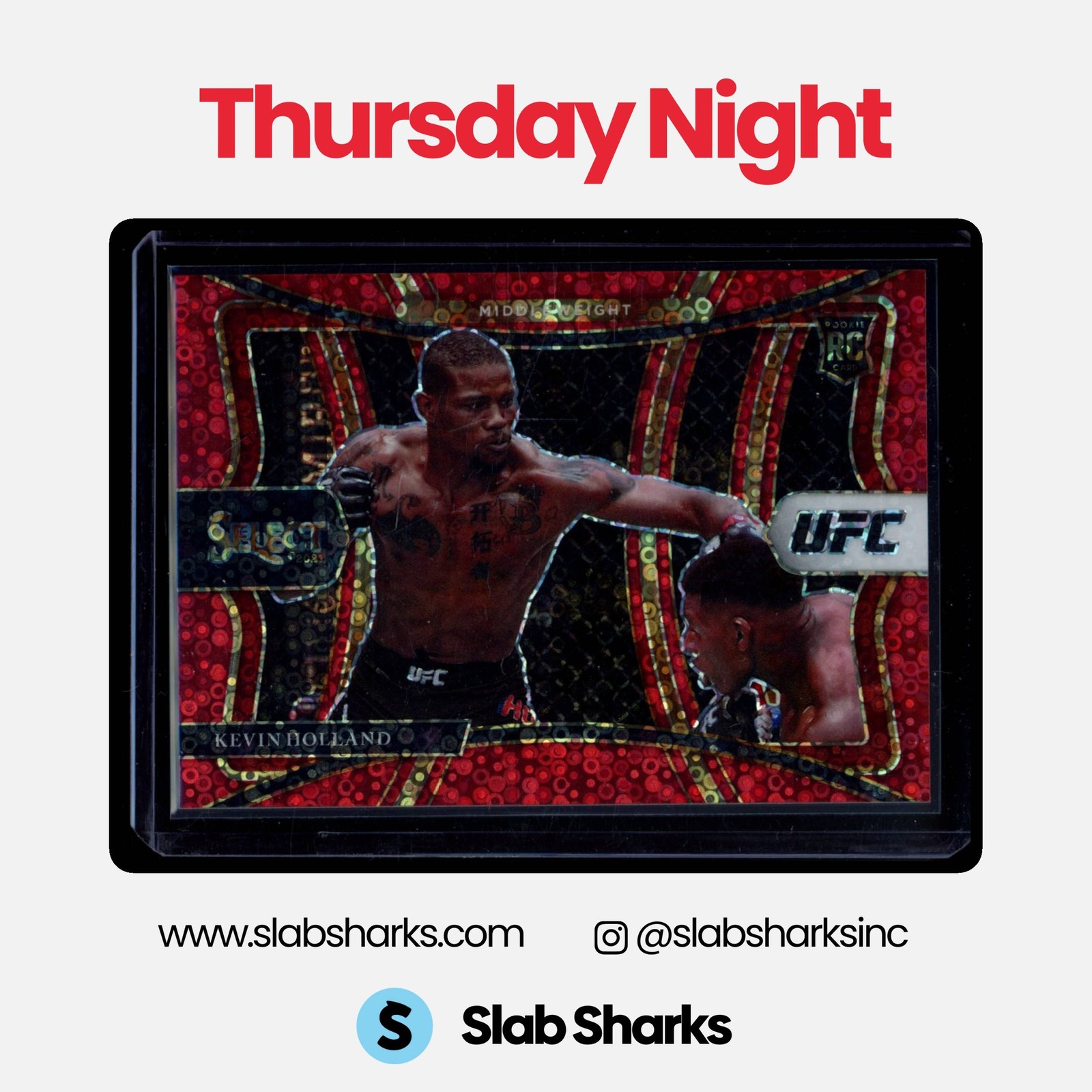 2021 PANINI SELECT UFC #169 KEVIN HOLLAND RED DISCO PRIZMS RC PREMIER LEVEL /199