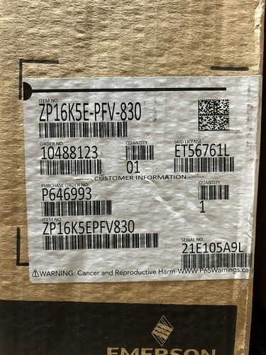 Copeland, Scroll, Compressor, ZP16K5E-PFV-830, 1 PH, 15500-21500 BTU, R410A