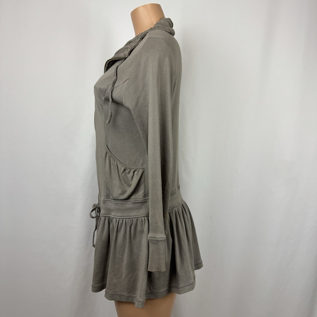 V-I-A-N-T-E BOHO TAUPE VINTAGE WASH MICRO PEPLUM FULL ZIP JACKET TOP WOMENS SZ M View 6