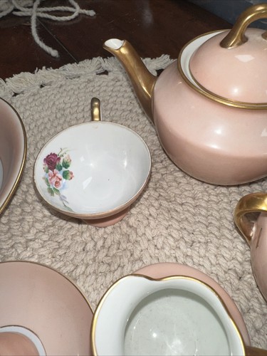 RARE VINTAGE RICHARD GINORI TEA Demitasse SET Pink Gold Creamer Sugar Teapot B5 - Picture 6 of 16