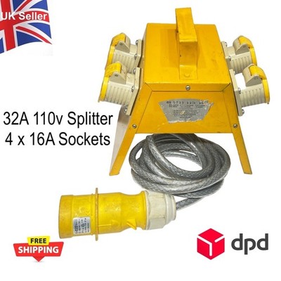 32A 110V Splitter 4 x 16A Buchsen Bals Stecker Stahlgeflecht Kabelverteilung