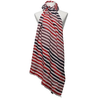 Ekyog, Sommerschal, Damen, Bio-Baumwolle, Rot/Blau/Weiß, Streifen, 204 cm #PqL