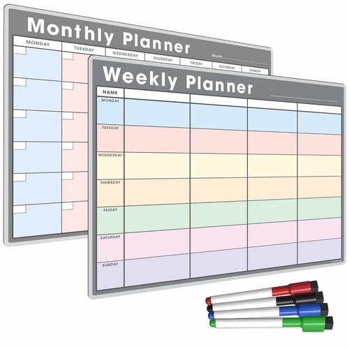 Calendario planificador de mes y semana | Pizarra magnética de borrado en seco | Hogar y oficina - Imagen 27 de 28