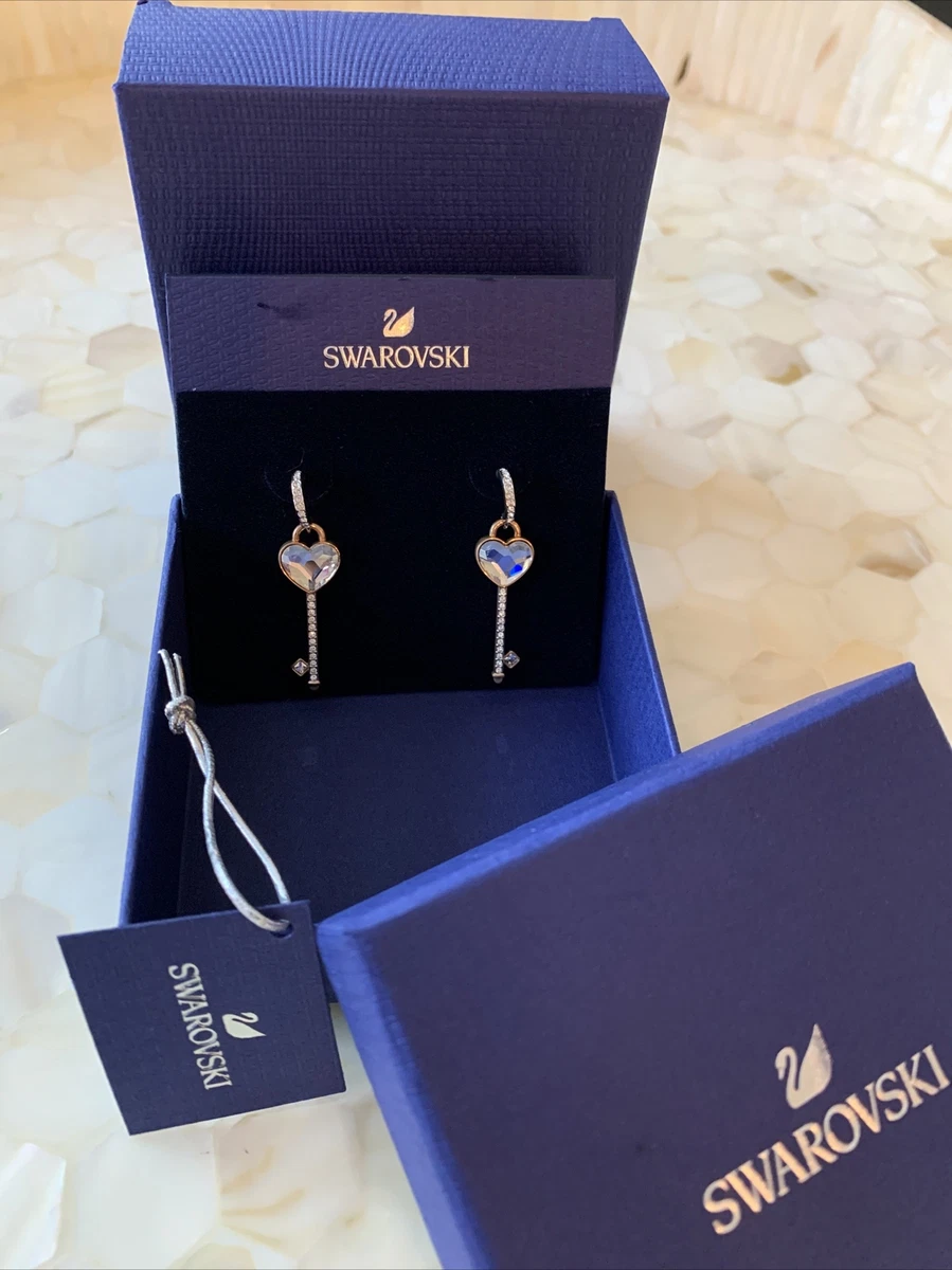 NIB Swarovski Crystal Melt Your Heart Key 1.75 Drop Dangle Rose