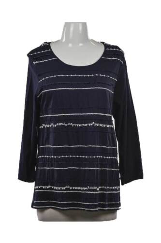 Chico's Women Tops Blouses 2 Navy Cotton - Picture 1 of 2