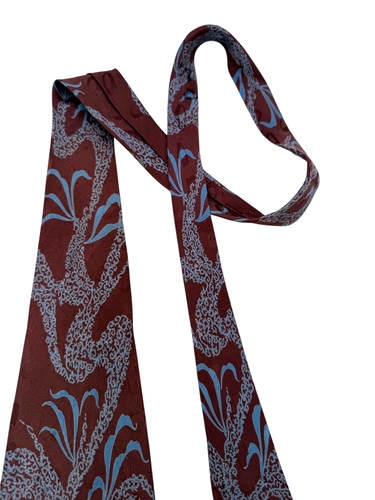 Vintage 1940s Tie Men's Neck Ties Swing Neckties 1930s BROWN Wide SILK 55X4" - Picture 4 of 8