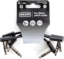 3PDCISTR03 1/4" Right Angle MXR Ribbon TRS Patch Cable 3 in 7.6 Cm-3 Pack
