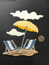1 Beach Set Handmade Paper Die Cuts Scrapbooking / Card Embellishment