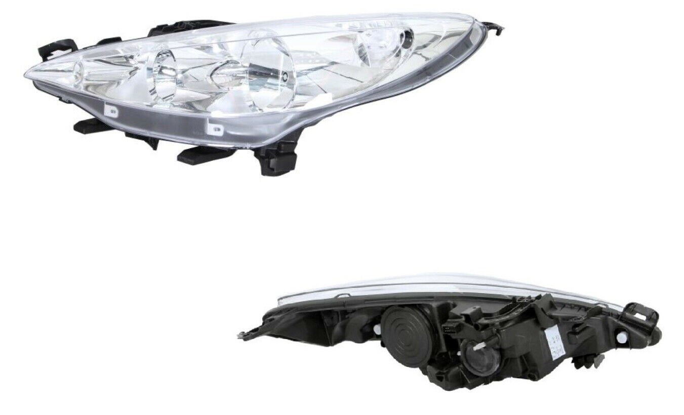 Phare avant gauche Peugeot 207 chrome avec moteur électrique pour réparer une optique cassée