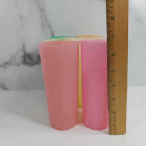 Set/6 12oz TUPPERWARE #107 Vintage Pastel TUMBLERS 6.5" Beverage Cups - 第 4/6 張圖片
