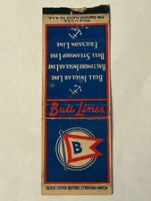Bull Lines Matchbook Cover Insular Line Baltimore Steamship Ericsson Ship Boat