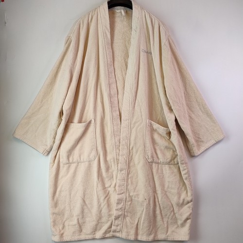 Calvin Klein Dressing Gown Womens M/L Light Pink Cotton Pockets Soft - Picture 2 of 11