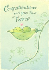 Designer Greetings Two Peas in a Pod New Baby Twins Congratulations Card