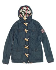 Superdry Womens Hooded Duffle Jacket Uk 6 Xs Navy Blue Polyester Id01