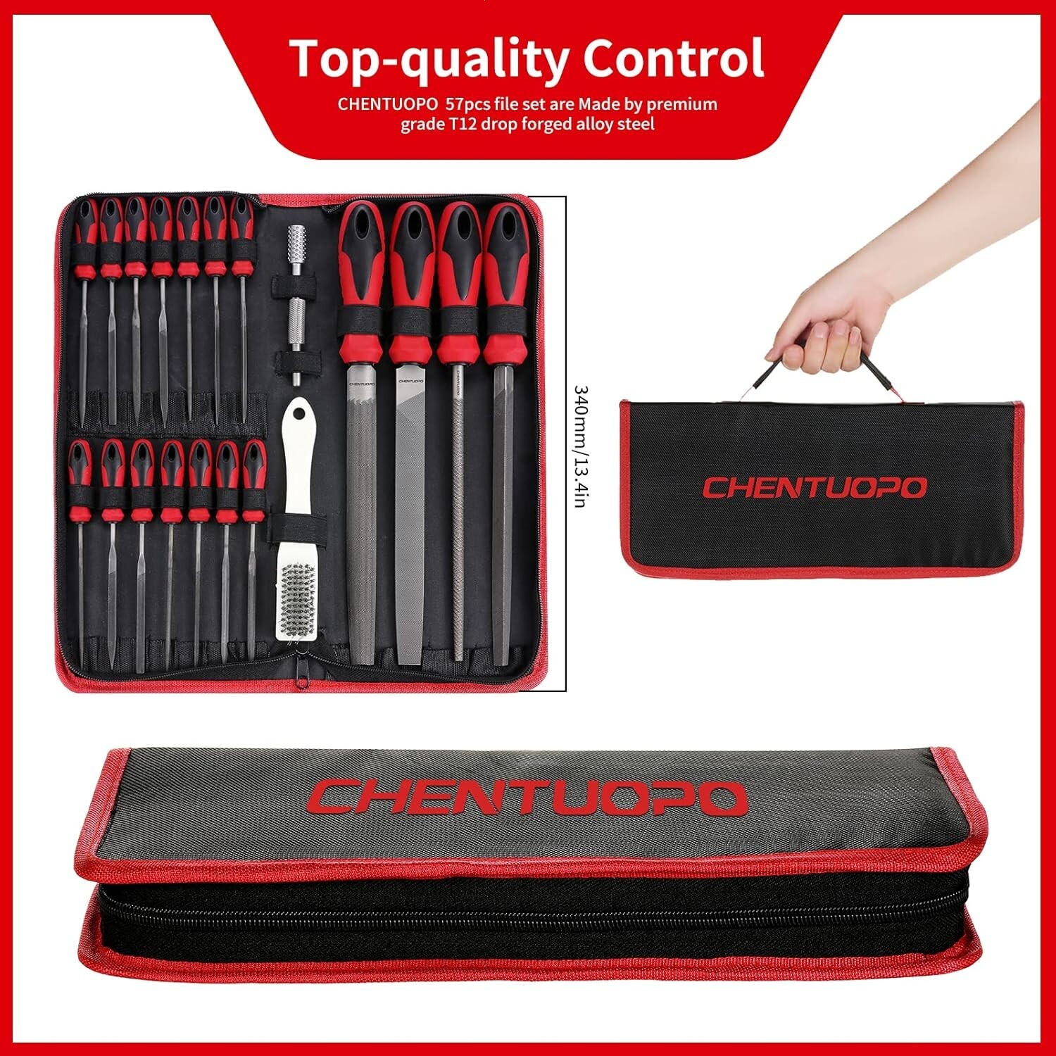 57Pcs Metal & Wood File Rasp Set,Grade T12 Forged Alloy Steel, Half-round/Rou...