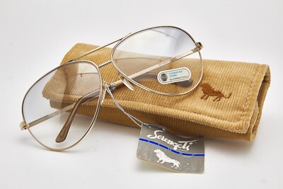 Sunglasses SERENGETI Blue Lenses Gold Metal Eyewear Aviator Style Vintage 80s