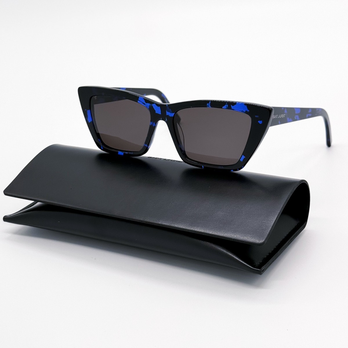 NEW SAINT LAURENT SL 276 MICA 009 CAT EYE BLACK BLUE GREY 
