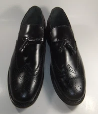 Executive Imperials Men’s Black Leather Wingtip Tassel Loafers Shoes Size 10 D