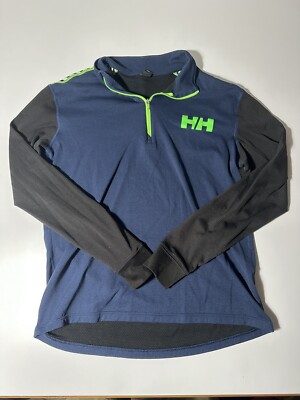 Helly Hansen HH Lifa Quarter Zip Top Blue/Green Stripes Size Medium