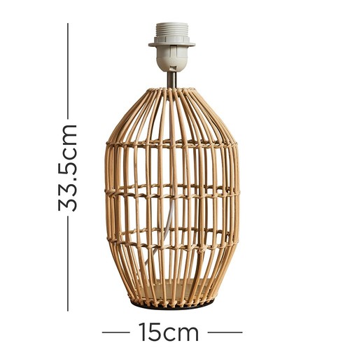 Rattan Wicker Table Lamp Base Natural Lighting Bedside Reading Lounge Home Light - Picture 8 of 20