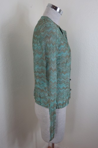 VNTG MISSONI Green Brown Knit Blazer Sweater Cardigan Jacket Small 40 Small 4 6 - Picture 12 of 17