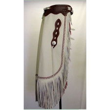 Men's Western Leather Chaps Cowboy Rodeo Native Style Pants Handmade Buckskin