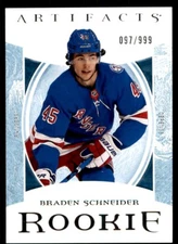 2022-23 UPPER DECK ARTIFACTS ROOKIE BRADEN SCHNEIDER 097/999 NEW YORK RANGERS