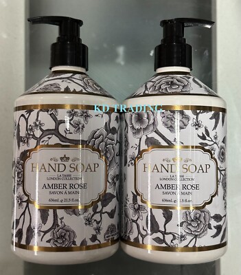 (2-Pack) LA TASSE LONDON COLLECTION ~ AMBER ROSE HAND SOAP ~ Made in USA