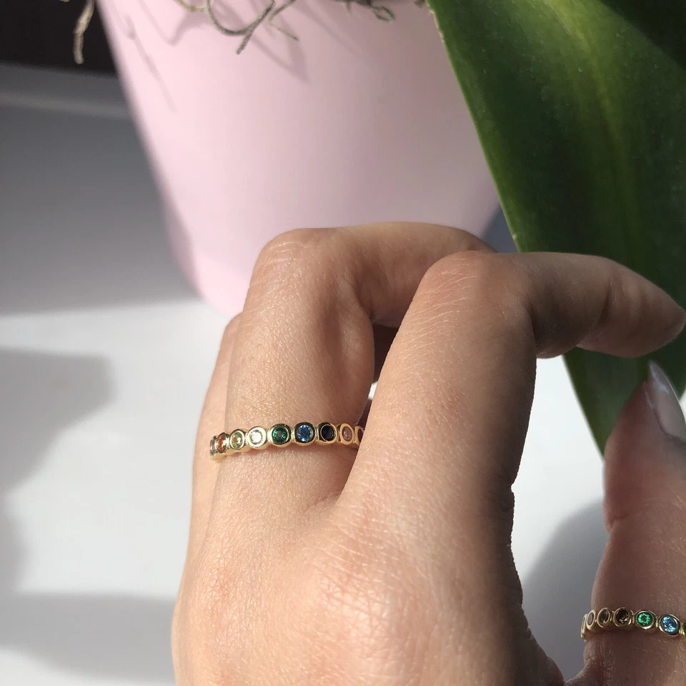 Anillo Arco Iris Banda Oro 14k Relleno Plata de Ley | Talla 6 Foto 3 de 4