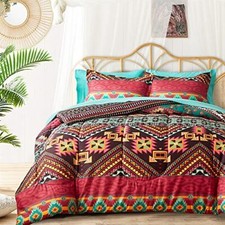 Boho Bed in a Bag 7 Pieces Queen Size Colorful Bohemian Tribal Comforter Set ...