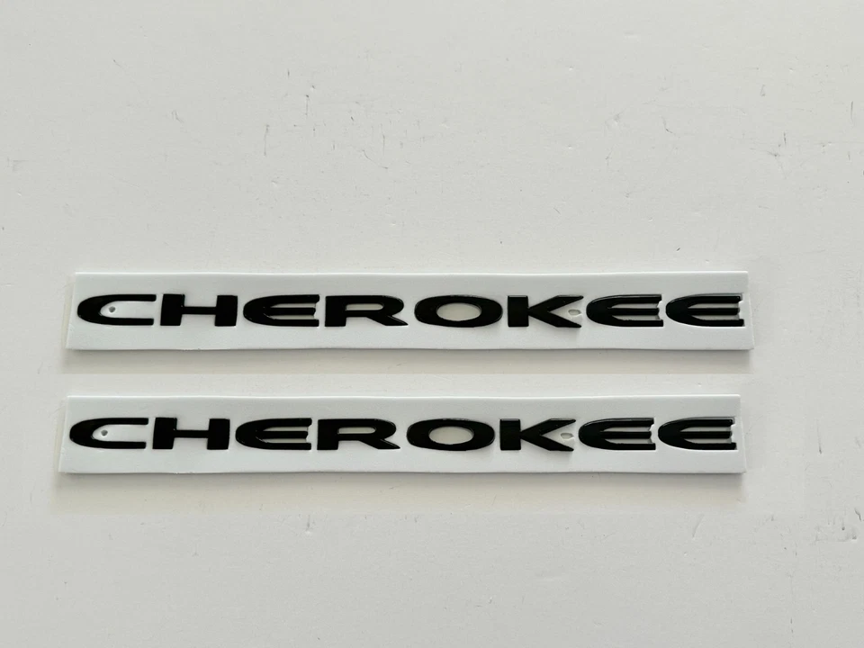Placa de identificación negra emblema puerta delantera Jeep Cherokee Mopar OEM 2 piezas Foto 2 de 2