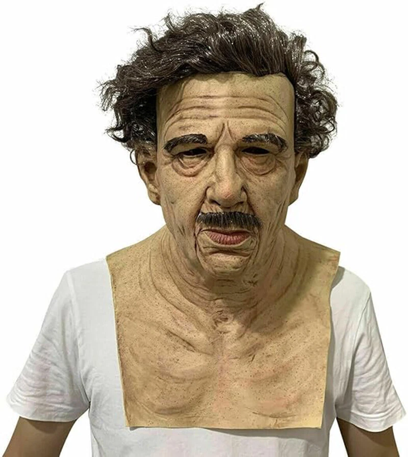 Máscara de anciano realista de Halloween máscara de látex arrugas aterradoras accesorios para disfraces para adultos Foto 4 de 4