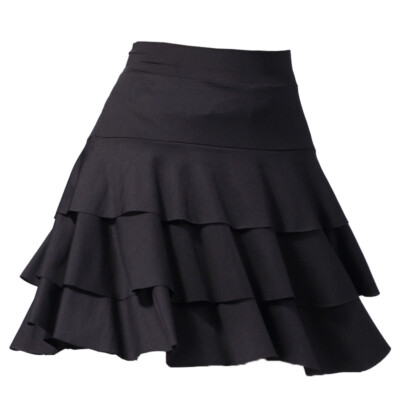 Damen Mini Tanz Rock Mehrlagig Gestuft Tanzbekleidung Performance Mit Unterhose
