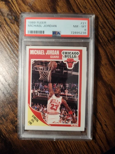 Auction #1 1989 Fleer Basketball #21 Michael Jordan Chicago Bulls HOF PSA 8
