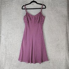 Ann Taylor Dress Womens 6 Purple Polka Dot Spaghetti Strap 100% Silk Dress