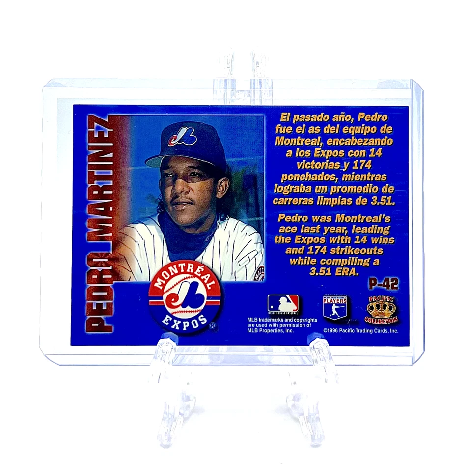 Pedro Martínez 1996 Pacific Prism MLB #P-42 ORO EXPOSICIONES PARALELAS LEYENDA Y CORTE Foto 2 de 2