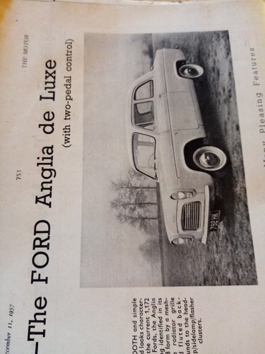 El24 Ephemera 1957 Motor Car Review Ford anglia de luxe