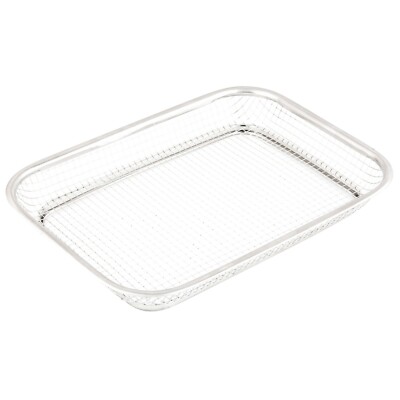 Kleiner rechteckiger Edelstahlkorb aus Mesh 10,5 x 8 x 2 Zoll, Naan, Brot, Burger