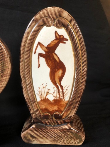 Ancien Belgique Poterie Mantleclock Ensemble. Marquée Arrière - Photo 4 sur 8